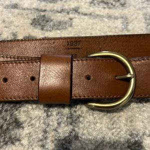 Madewell brown belt with gold buckle